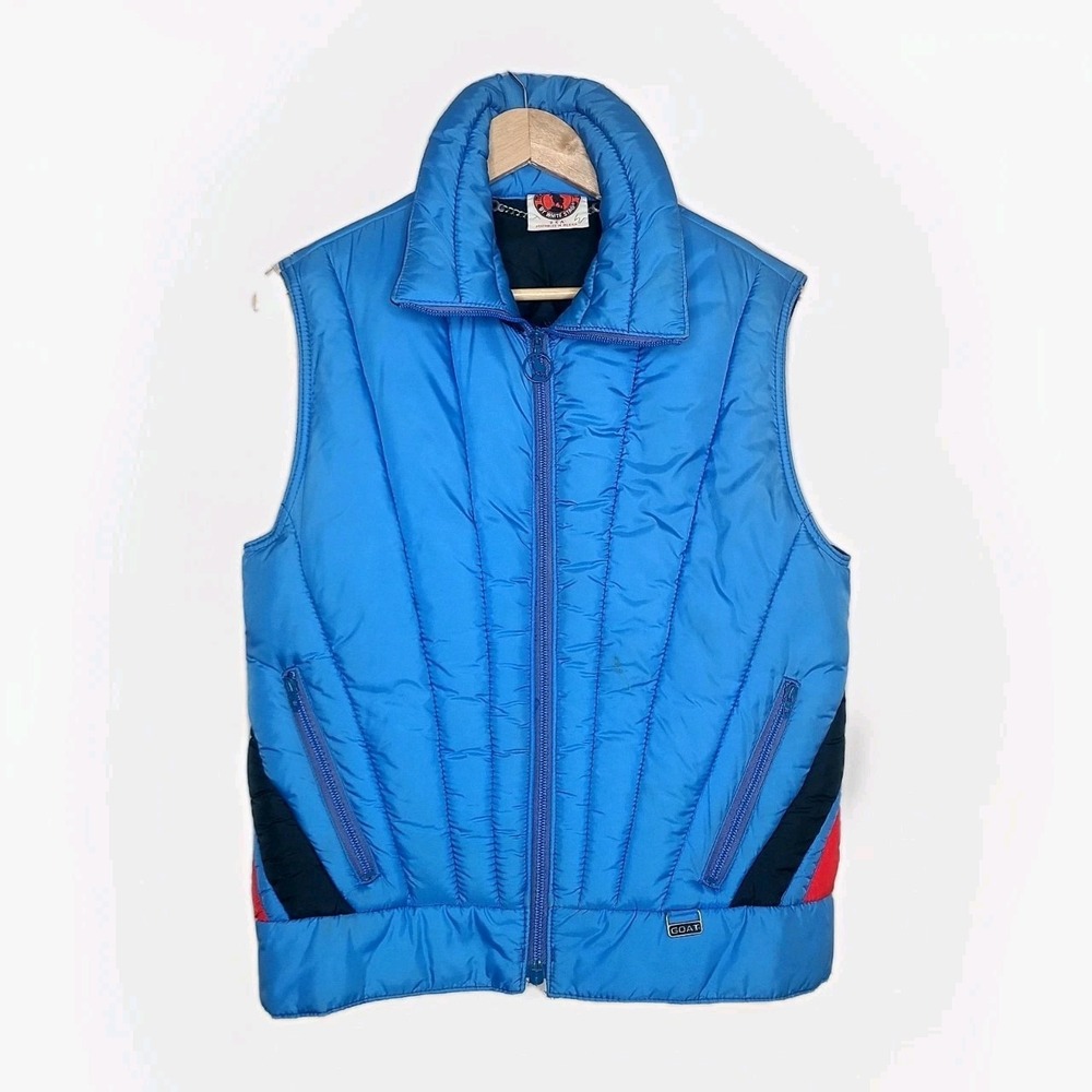VTG 80s‎ White Stag Mountain Goat Down Puffer Ski Vest Colorblocked Sz Med